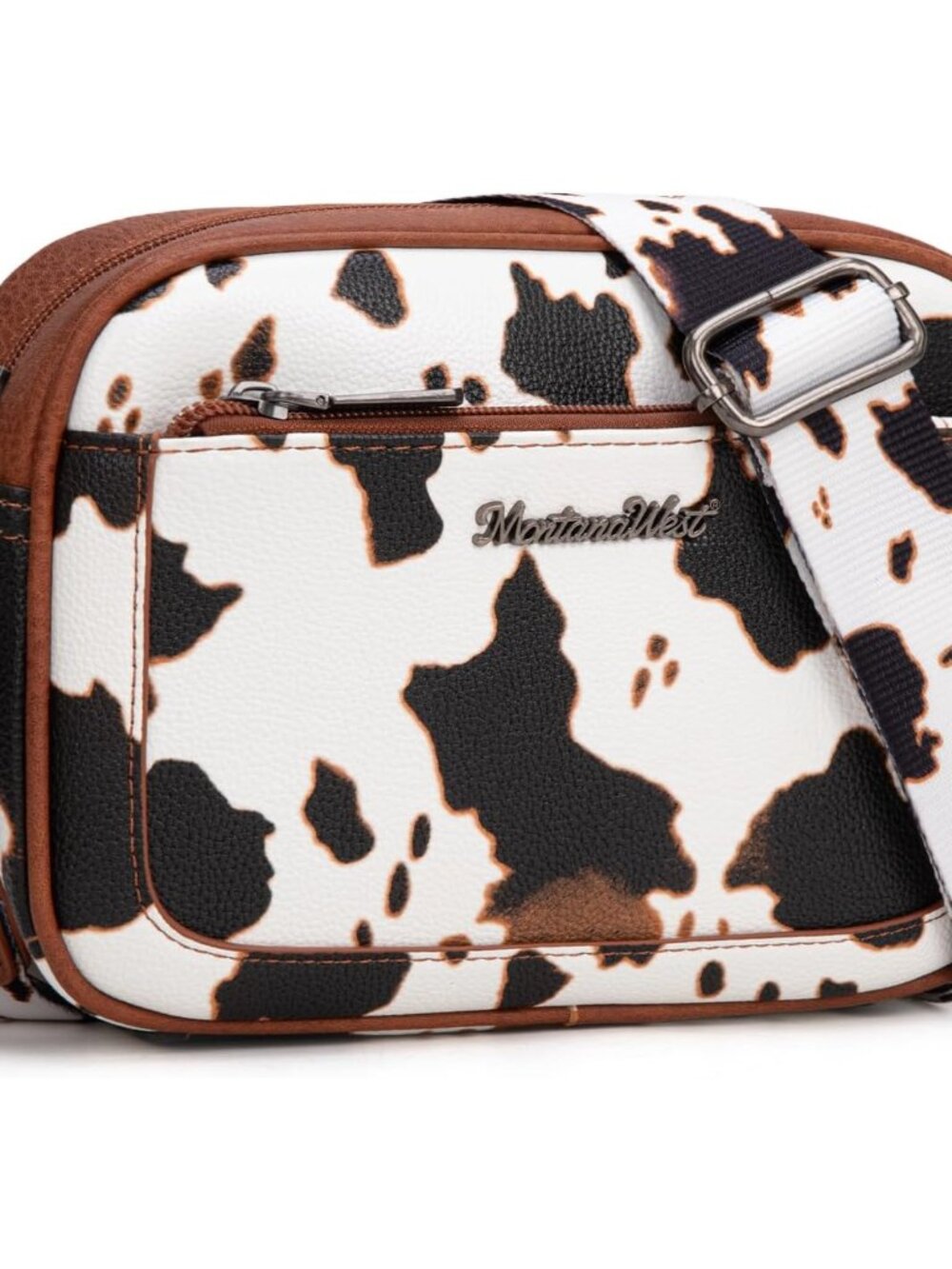 Crossbody Bags for Women Cow Print Purse Triple Zip Shoulder Handbags with Wide